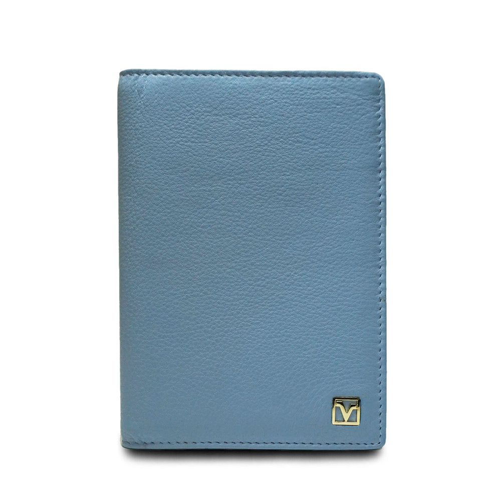 Valentino Rudy Leather Passport Holder with RFID Pocket - Blue