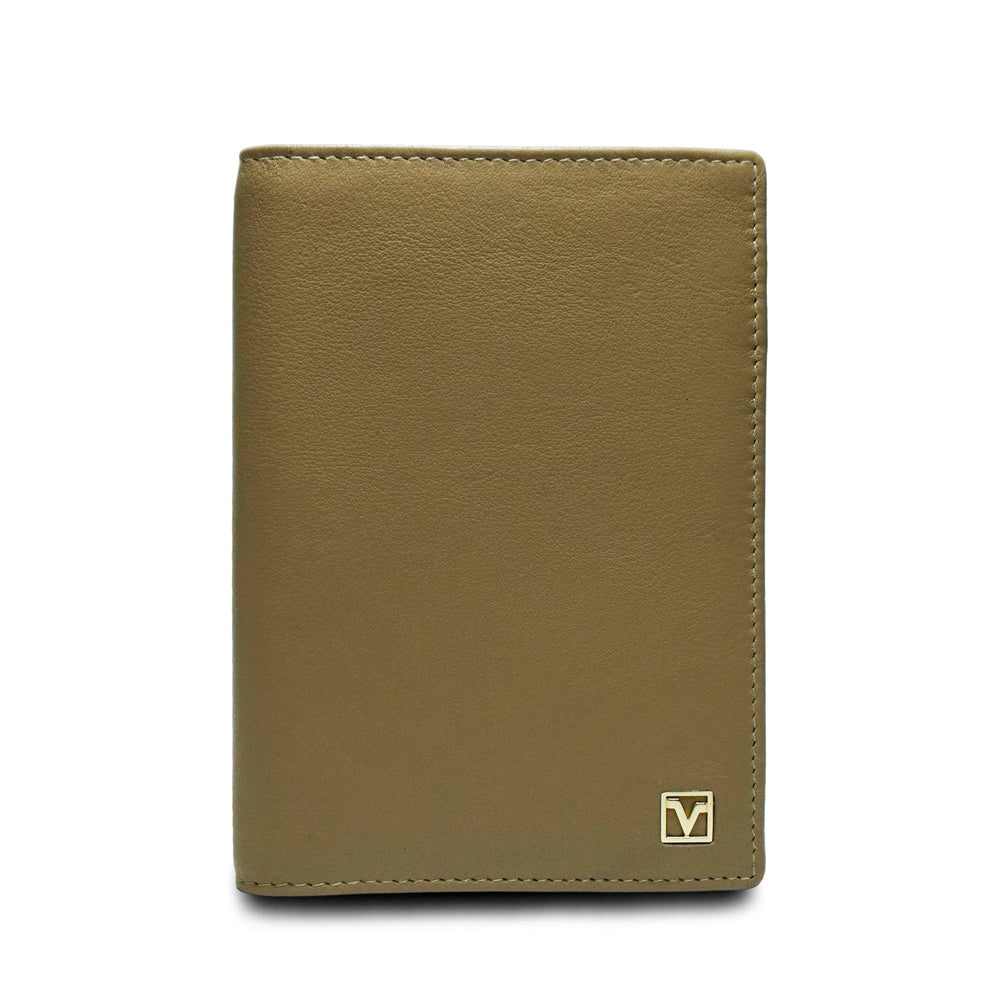 Valentino Rudy Leather Passport Holder with RFID Pocket - Camel