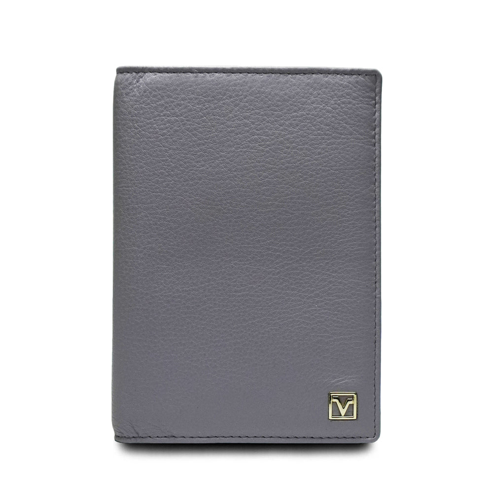 Valentino Rudy Leather Passport Holder with RFID Pocket - Grey