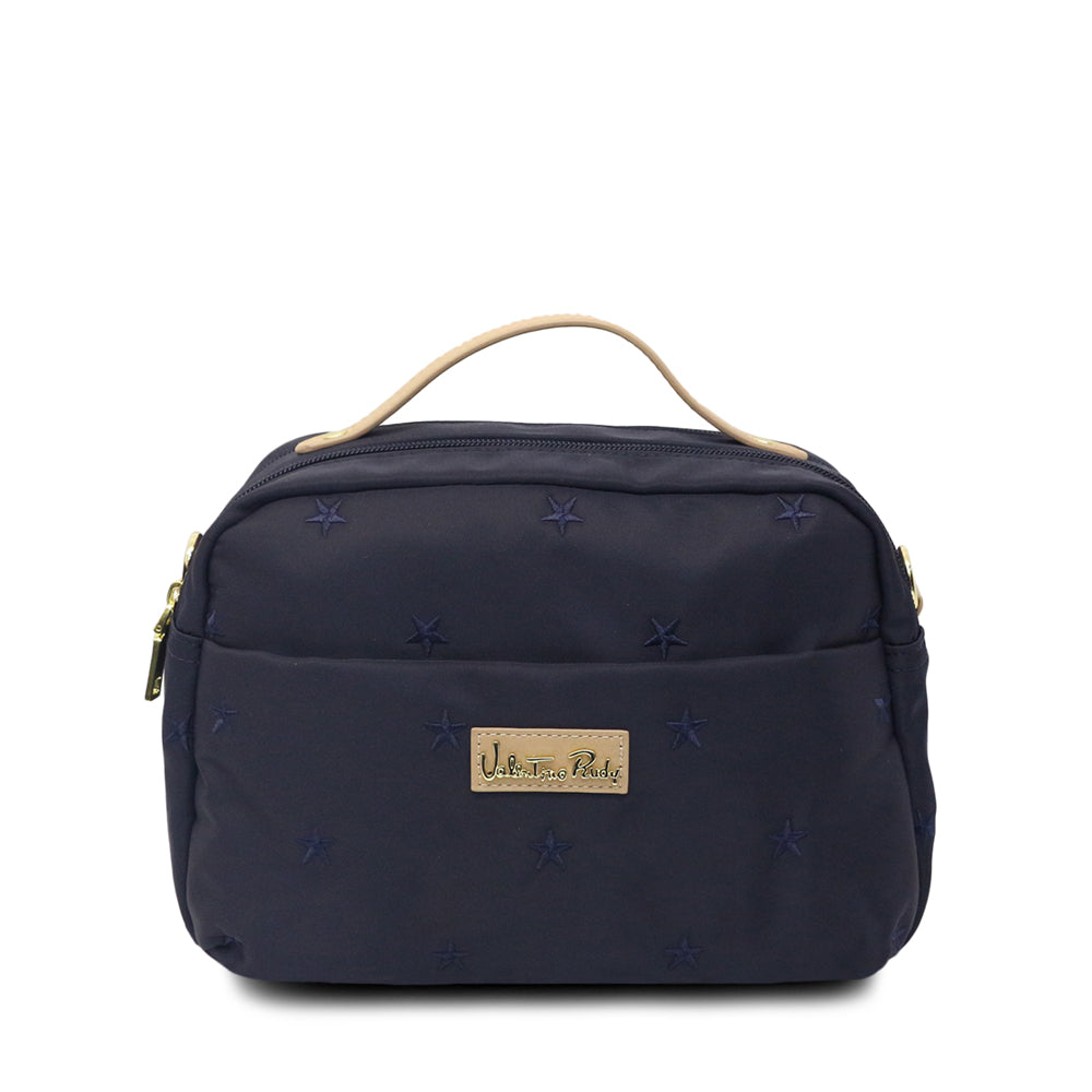 Valentino Rudy Lightweight Tote with Embroidered Motifs - Navy