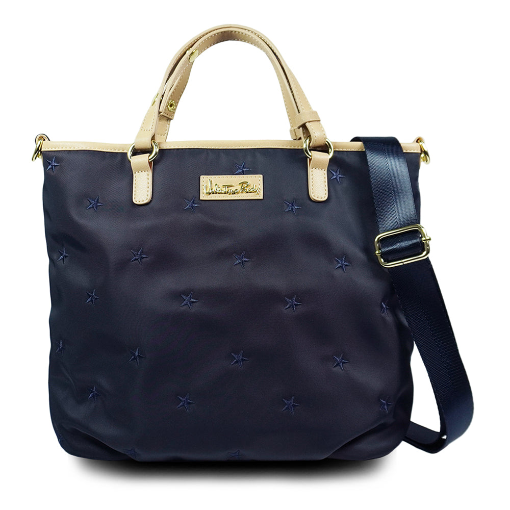 Valentino Rudy Lightweight Shopper Bag with Embroidered Motifs - Navy