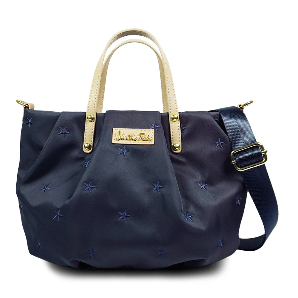 Valentino Rudy Lightweight Tote with Embroidered Motifs - Navy