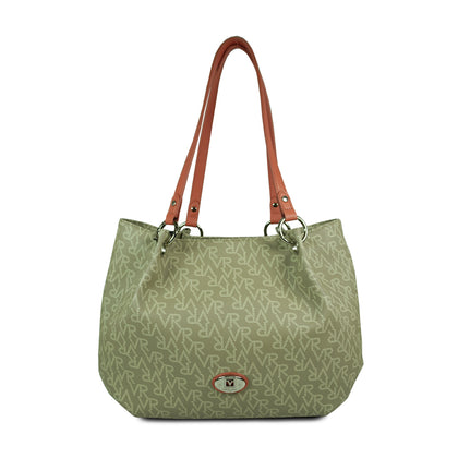 Valentino Rudy Leather Trimmed Signature Monogram Shopper - Grey