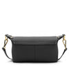 SARRER Leather Half-Flap Shoulder Bag with Detachable Shoulder Strap - Black