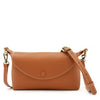 SARRER Leather Half-Flap Shoulder Bag with Detachable Shoulder Strap - Brown