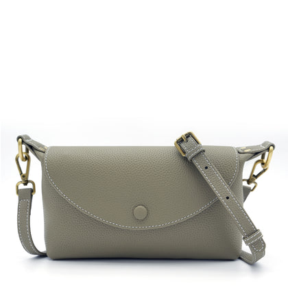 SARRER Leather Half-Flap Shoulder Bag with Detachable Shoulder Strap - Green