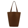Sarrer Leather Shoulder Tote Bag with Inner Bag - Dark Brown