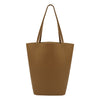 Sarrer Leather Shoulder Tote Bag with Inner Bag - Tan