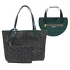 Bonia Leather-Trimmed Interchangeable Monogram or Plain Shopper + Wristlet - Black with Green