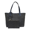 Bonia Leather-Trimmed Interchangeable Monogram or Plain Shopper + Wristlet - Black with Navy