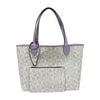 Bonia Leather-Trimmed Interchangeable Monogram or Plain Shopper + Wristlet - White with L/Purple
