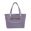Bonia Leather-Trimmed Interchangeable Monogram or Plain Shopper + Wristlet - White with L/Purple