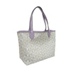 Bonia Leather-Trimmed Interchangeable Monogram or Plain Shopper + Wristlet - White with L/Purple