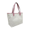 Bonia Leather-Trimmed Interchangeable Monogram or Plain Shopper + Wristlet - White with Pink