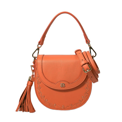 BONIA Leather Bag with Floral Embroidery - Orange