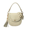 BONIA Leather Bag with Floral Embroidery - Beige