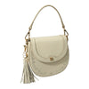 BONIA Leather Bag with Floral Embroidery - Beige