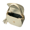 BONIA Leather Bag with Floral Embroidery - Beige