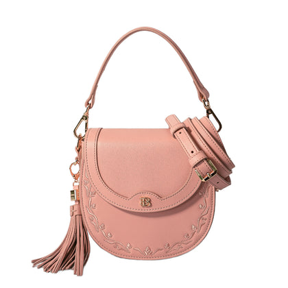 BONIA Leather Bag with Floral Embroidery - Pink