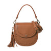 BONIA Leather Bag with Floral Embroidery - Choccy