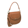 BONIA Leather Bag with Floral Embroidery - Choccy