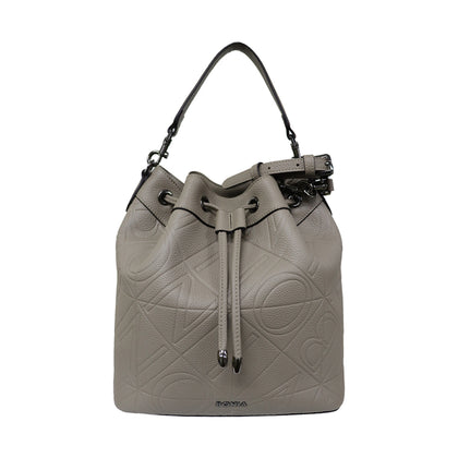 Bonia Embossed Leather Bucket Bag - Walnut
