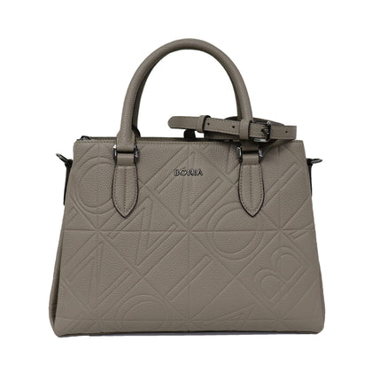 Bonia Embossed Leather Satchel - Walnut