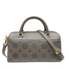 Bonia Monogram Debossed Leather Satchel Bag - Grey