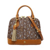 Bonia Calf Leather-Trimmed Jacquard Monogram Satchel with Detachable Shoulder Strap - Brown
