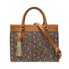 Bonia Calf Leather-Trimmed Jacquard Monogram Satchel with Deatchable Shoulder Strap - Brown