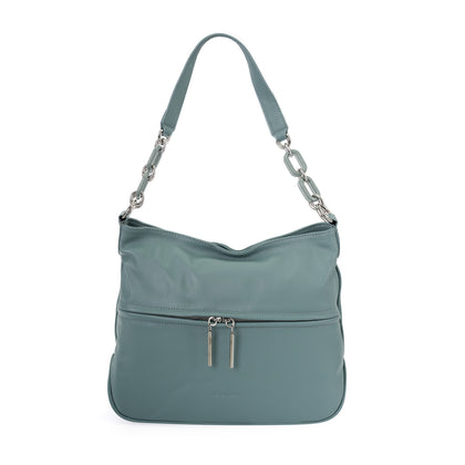 Orofino Leather Shoulder Bag with Detachable Long & Short Straps - Blue