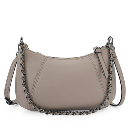 SARRER Leather Shoulder cum Crossbody Bag - Taupe