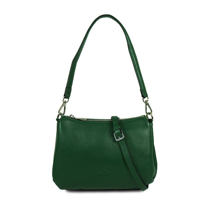 SANTA BARBARA POLO & RACQUET CLUB Full Leather Hobo cum Crossbody Bag - Green