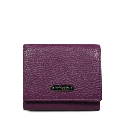 Santa Barbara Polo & Racquet Club Pebbled Leather 3-Fold Wallet - Purple