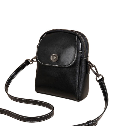 SARRER Leather Crossbody Bag - Black