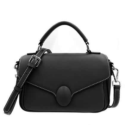 SARRER Leather Crossbody Bag with Detachable Long Strap - Black