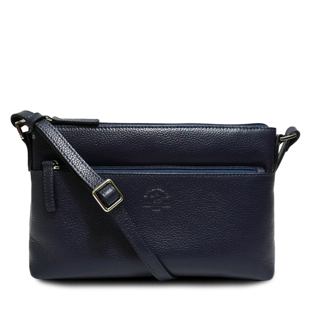 Santa Barbara Polo and Racquet Club Leather Crossbody Bag - Navy