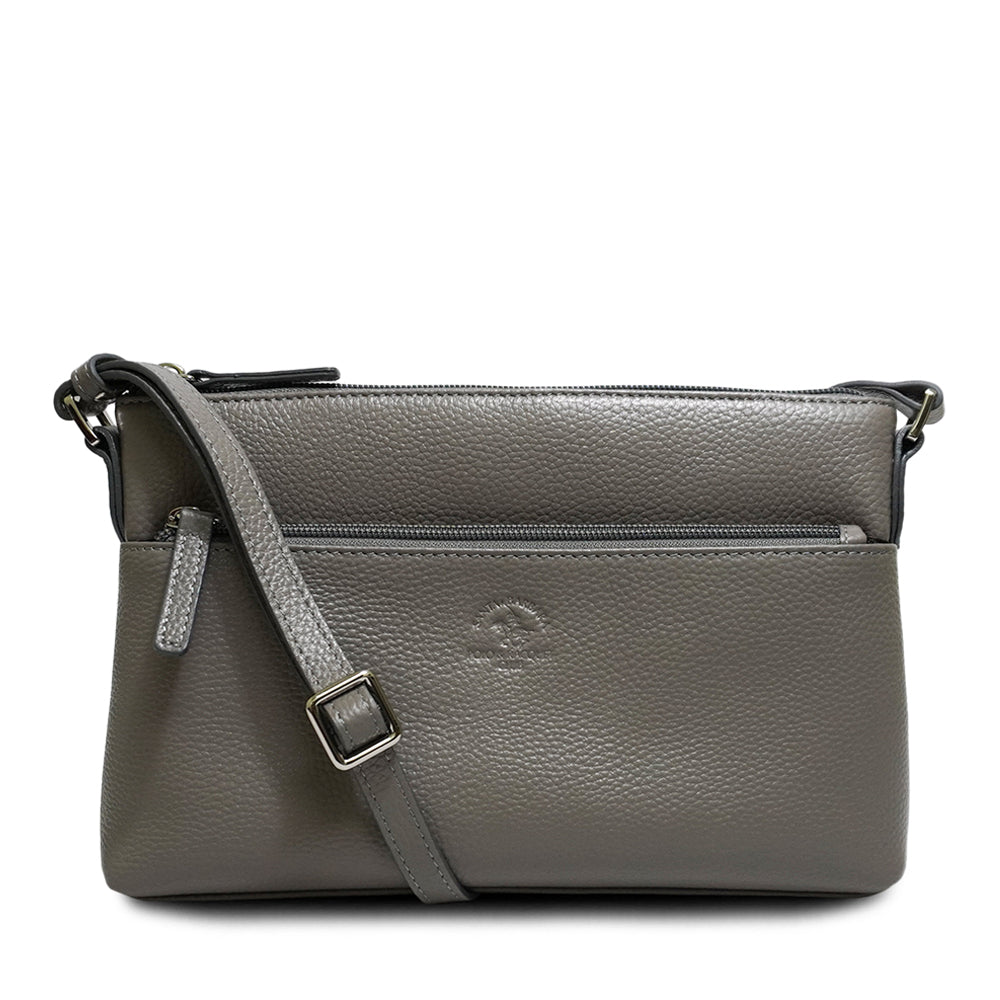 Santa Barbara Polo and Racquet Club Leather Crossbody Bag - Grey