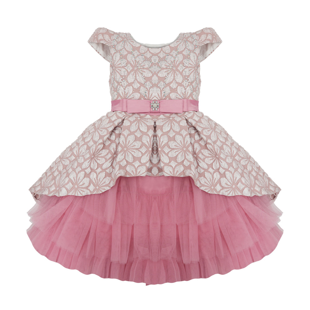 Rodolia Brocade and Tulle Party Dress - Rose Pink (AM055-30)