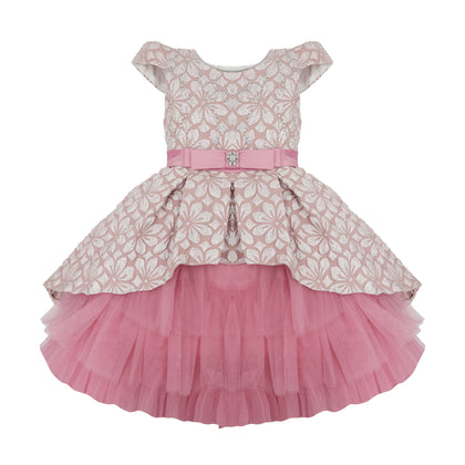 Rodolia Brocade and Tulle Party Dress - Rose Pink (AM055-30)