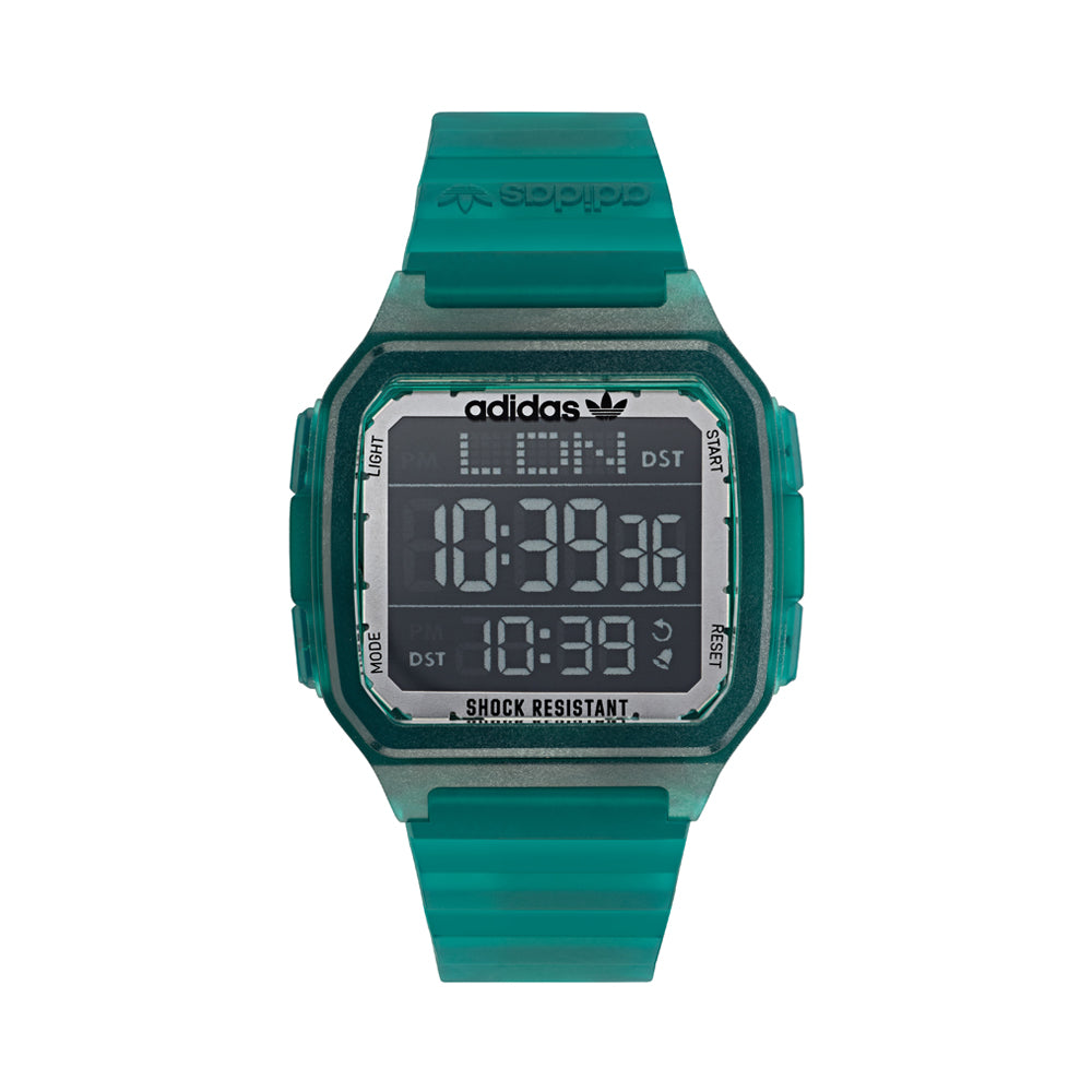 Adidas Original Digital One Gmt 47 Mm Green Resin Strap Watch