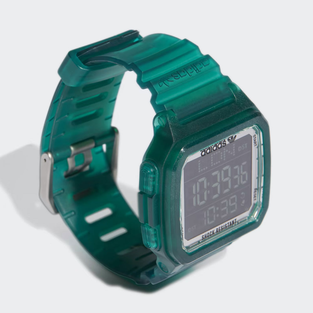Adidas Original Digital One Gmt 47 Mm Green Resin Strap Watch
