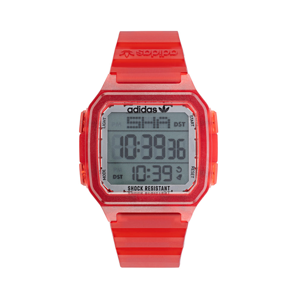 Adidas Original Digital One Gmt 47 Mm Red Resin Strap Watch