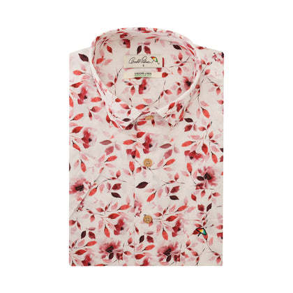 Arnold Palmer Viscose Linen Short-Sleeved Shirt - Red