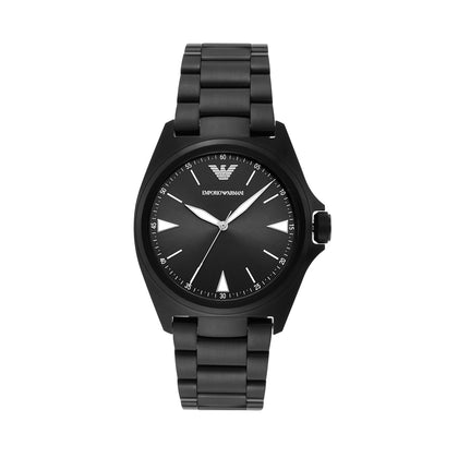 Emporio Armani Men's Three-Hand Black Stainless Steel Watch