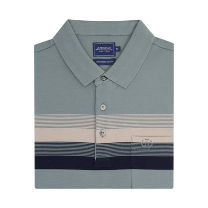 Arrow 100% Mercerised Cotton Short-Sleeved Polo - Green