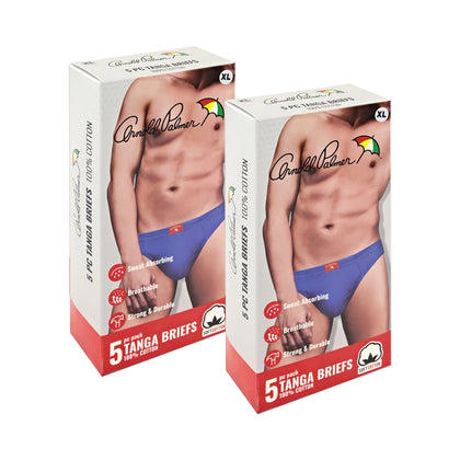 [Bundle of 2] Arnold Palmer 100% Cotton Tanga Briefs (5-pc Pack) - Assorted