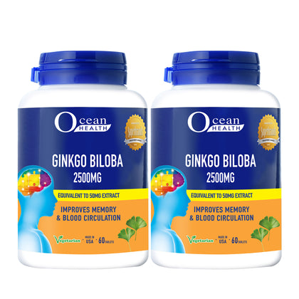Ocean Health Ginkgo Biloba 2500mg 60 Tablets (Twin Pack)