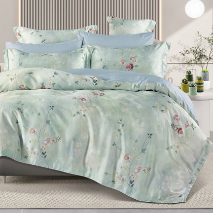 BOUNTIFULIVING 100% Printed Tencel Fitted Sheet Set / Bed Set