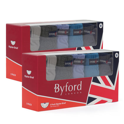 Byford 100% Cotton Hipster Briefs (5-pc Pack) - Bundle of 2 - Assorted